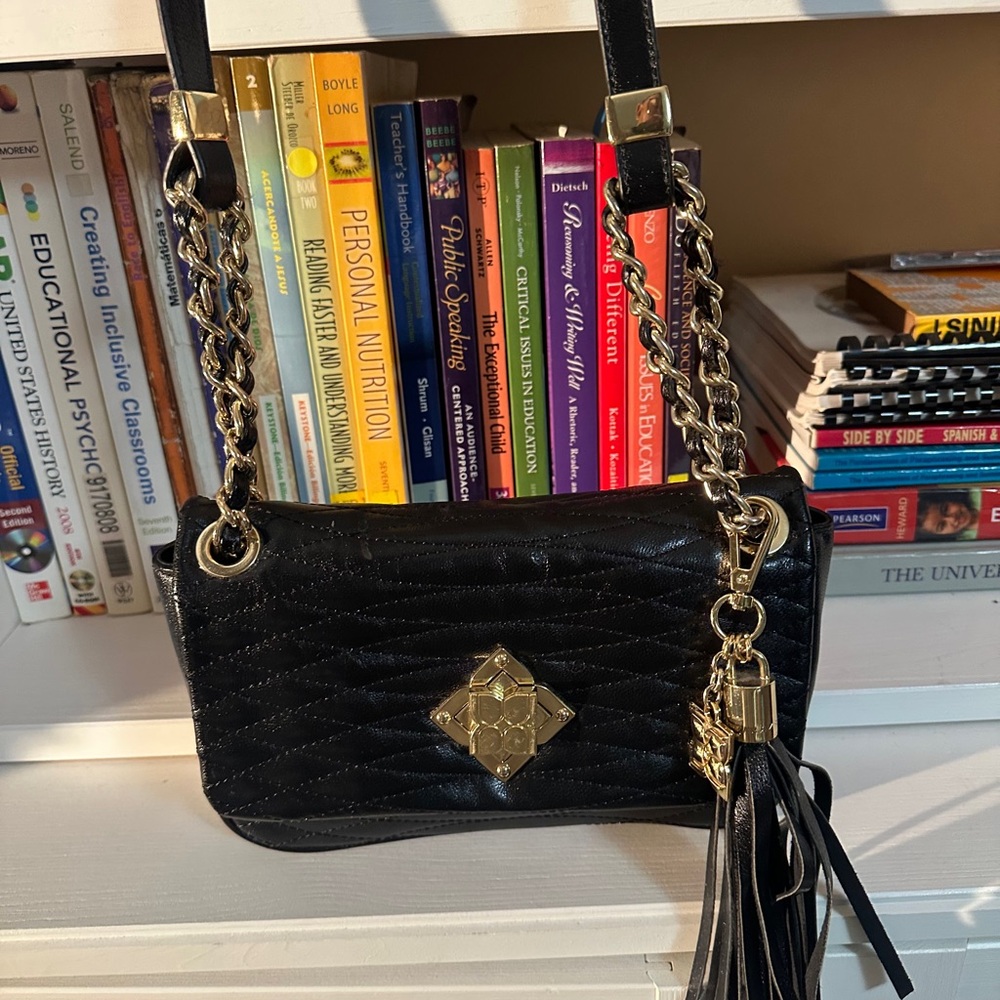 BCBG MAZARIA Classic Black Quilted Chain-Strap Shoulder Bag - Picture 4 of 8